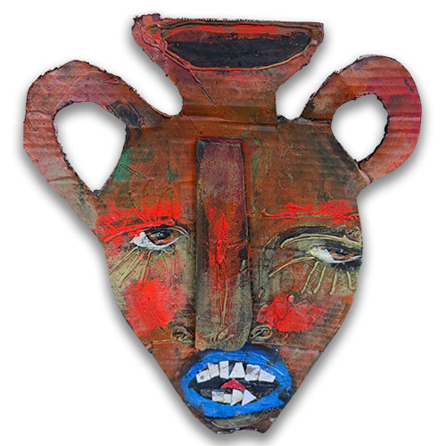 Michael Banks Mixed Media Face Jug Interpretation "Why Are You Talking to Me?" 14x20 WP5831